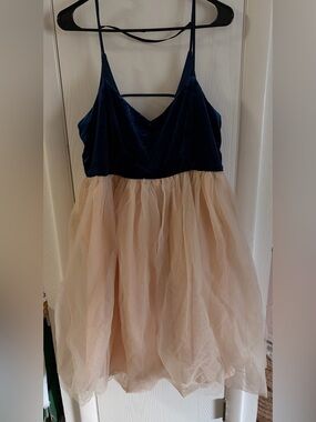 LC Women’s Navy and Blush Tulle Party Dress